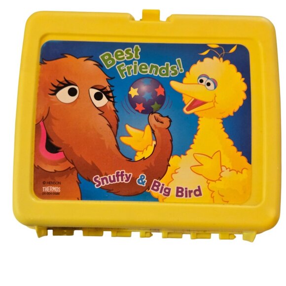 Sesame Street Snuffy and Big Bird Thermos Lunchbox Yellow Vintage 2001 NOS - Picture 16 of 16